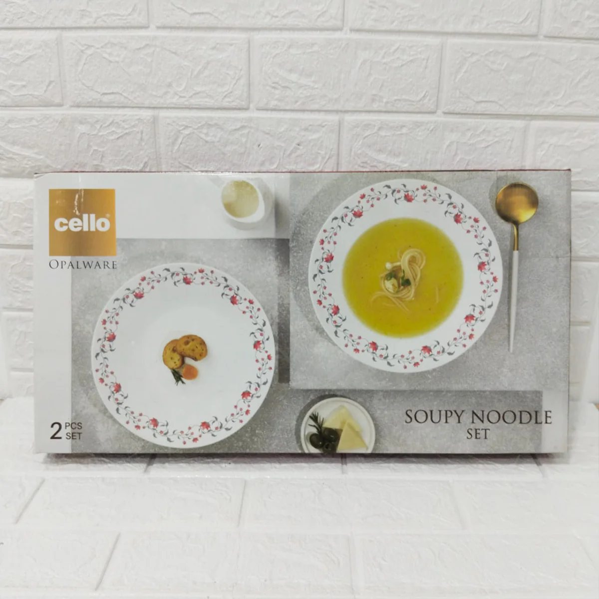Di0241 Cello Opalware Royale Soupy Noodle Set - 2 Piece Dinnerware with 'Moon Rose' Design - Image 3