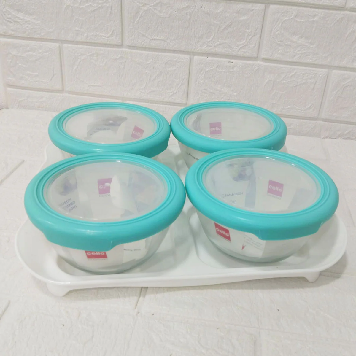 Di0243 Cello Glassware 5-Piece Snack Set with Tray - 500ml Each - Image 2
