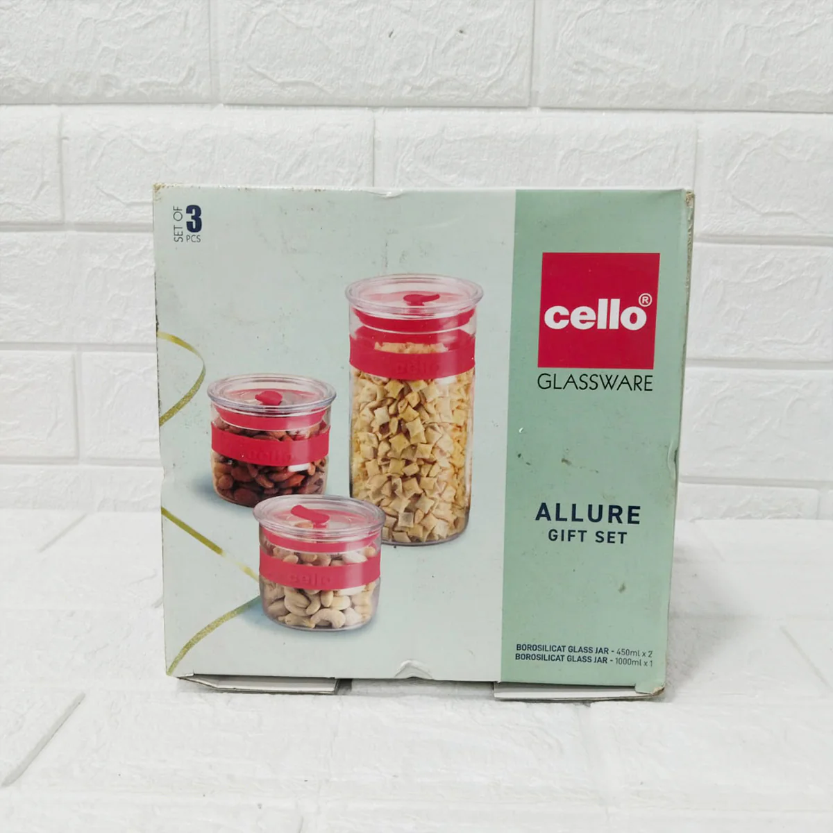 Di0249 Cello Glassware Allure Glass Jar Gift Set - Set of 3 Pcs - Image 4