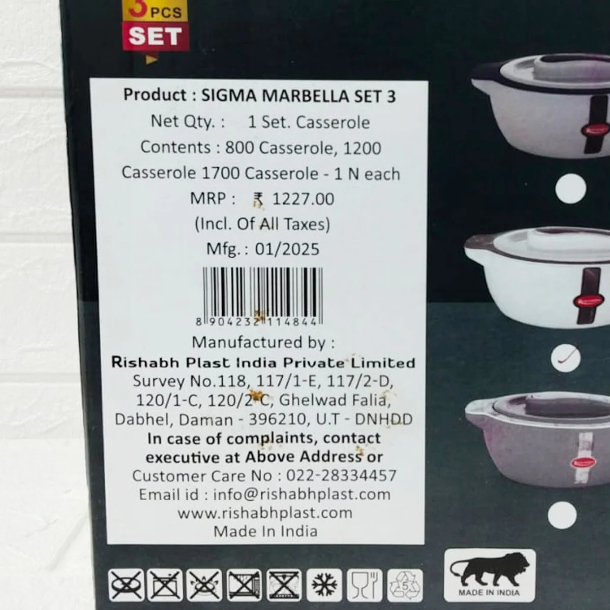 Di0275 Rishabh Sigma Marbella Insulated Casserole Set – 3 Pcs - Image 6