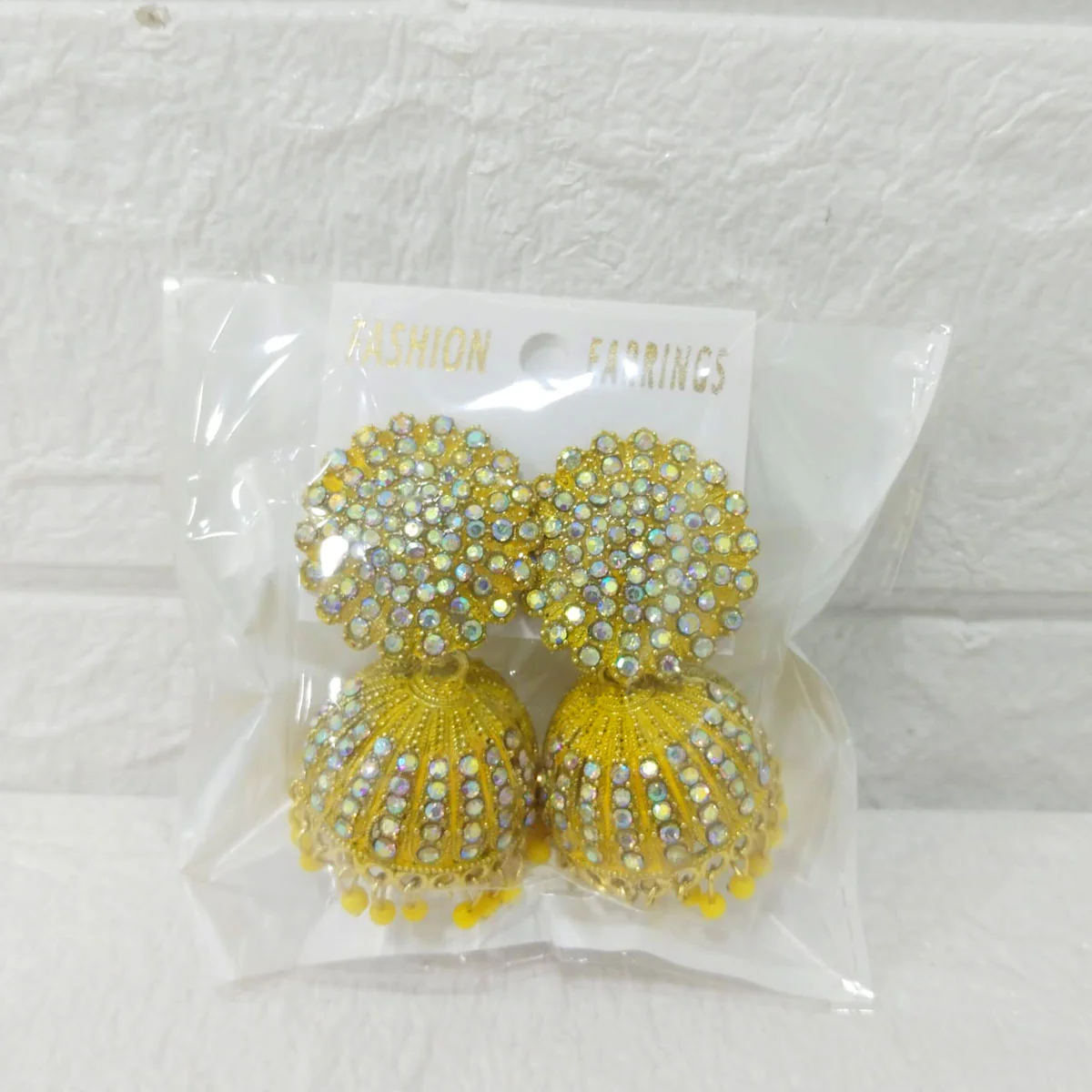 Di0301 Sparkling Stone Studded Jhumka Earrings - Image 3