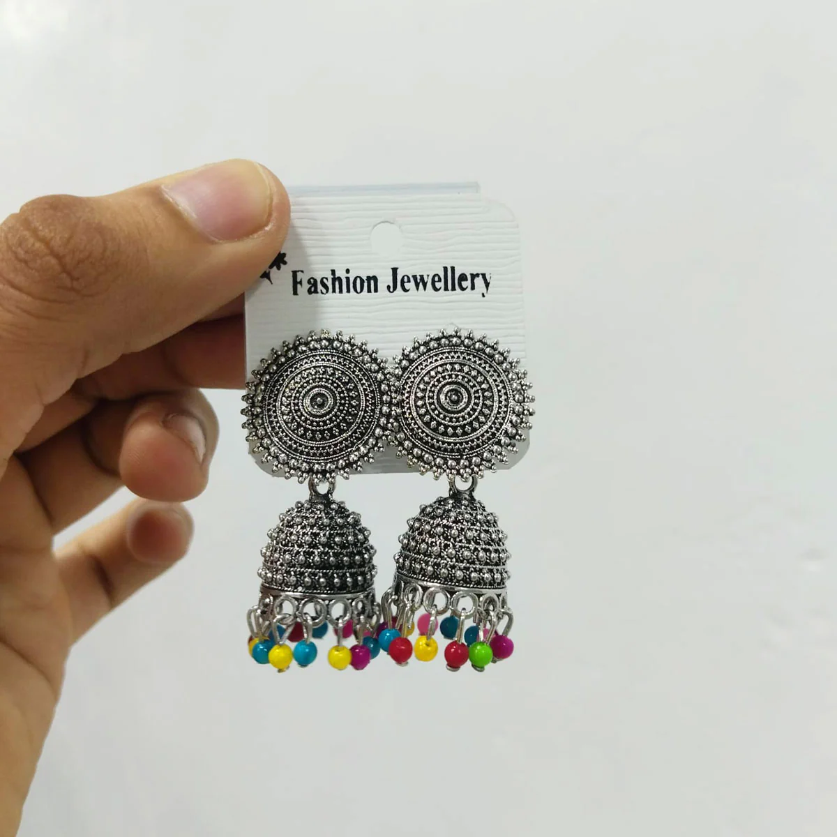 Di0302 Oxidized Silver Jhumka Earrings – Traditional & Casual Fashion Jewelry - Image 2