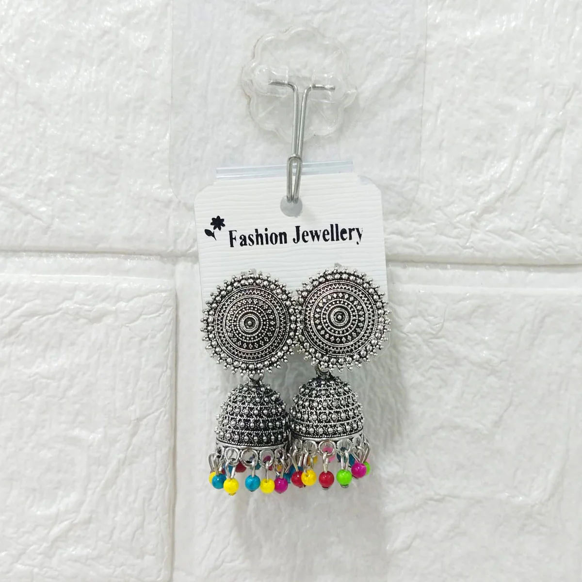 Di0302 Oxidized Silver Jhumka Earrings – Traditional & Casual Fashion Jewelry - Image 3