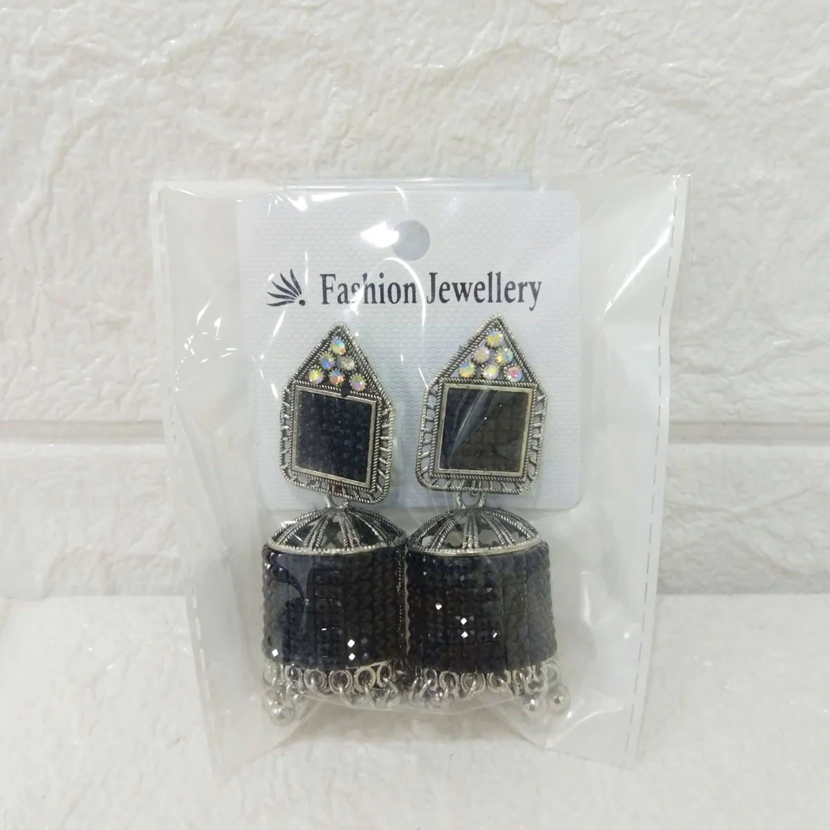 Di0303 Multidesign Charm Oxidized Silver Jhumka Earrings - Image 5