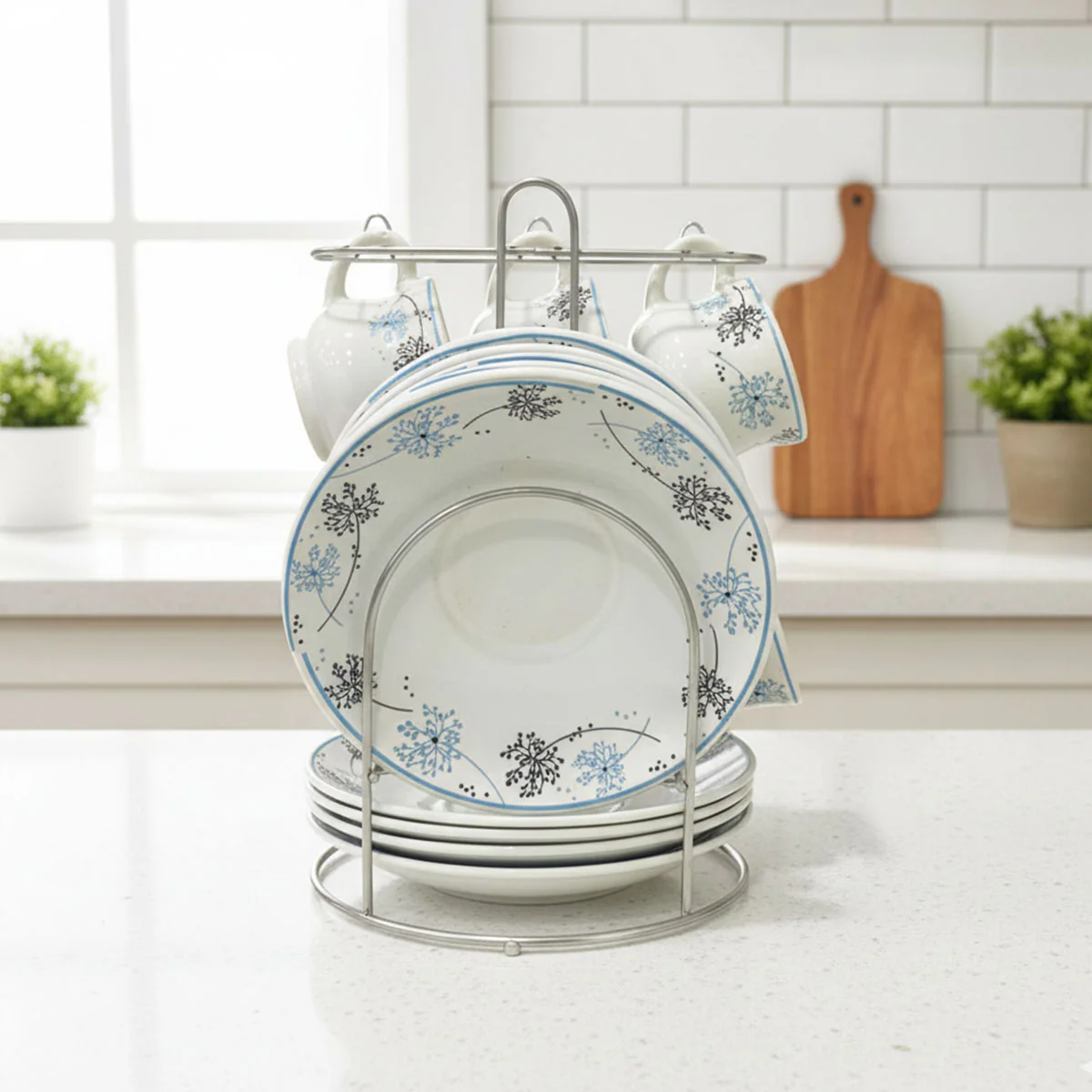 Di0363 Lp Elegant Designer Cup & Saucer Set with Stainless Steel Stand (Set of 12pc) - Image 4