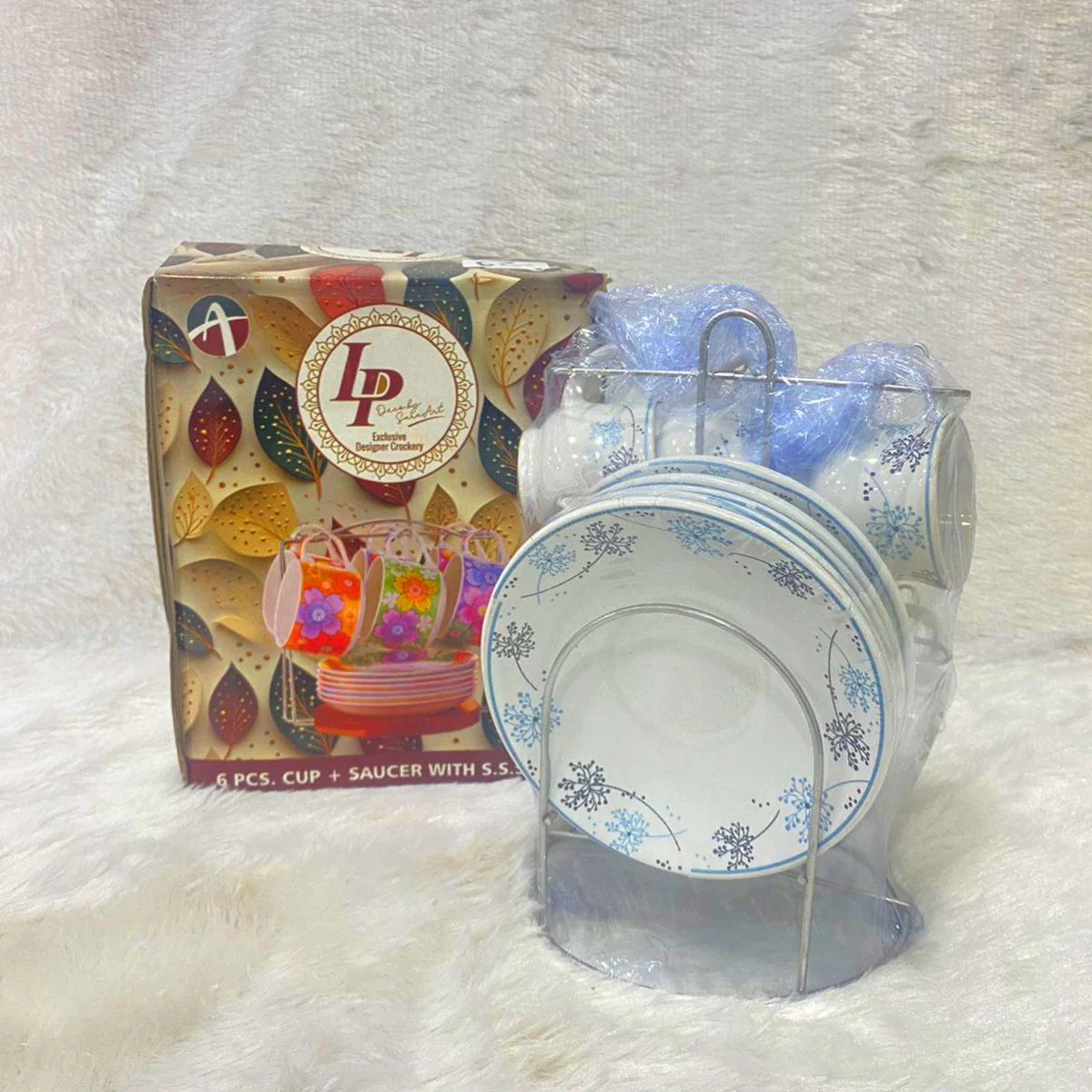 Di0363 Lp Elegant Designer Cup & Saucer Set with Stainless Steel Stand (Set of 12pc) - Image 5