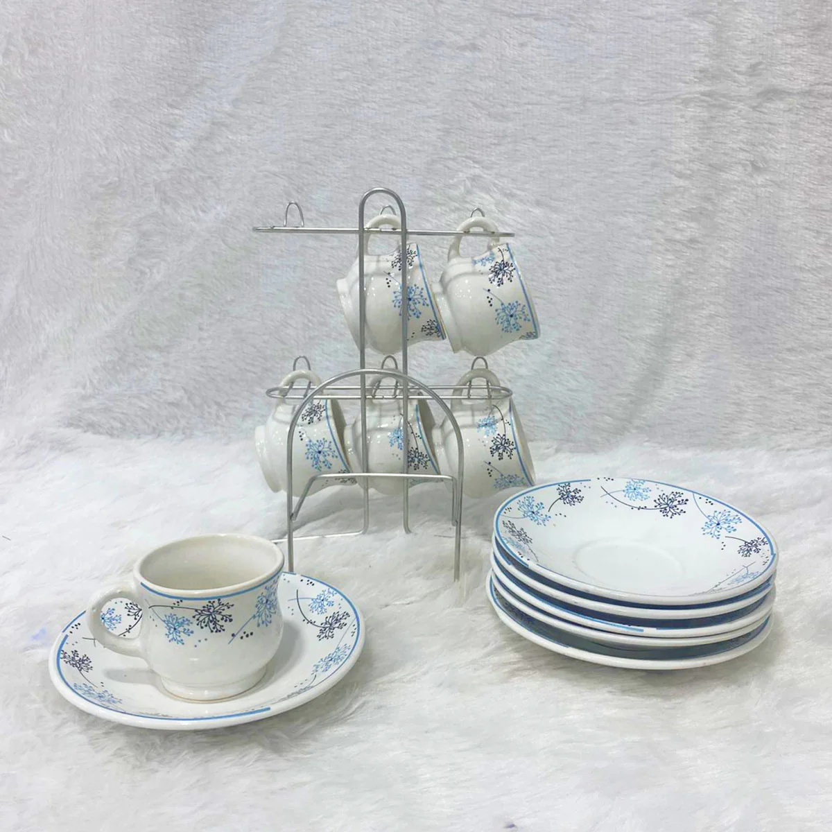 Di0363 Lp Elegant Designer Cup & Saucer Set with Stainless Steel Stand (Set of 12pc) - Image 7
