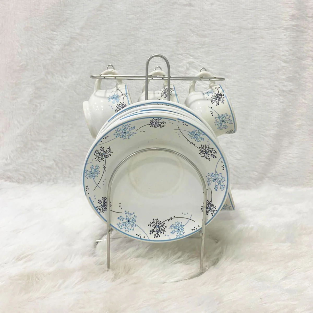 Di0363 Lp Elegant Designer Cup & Saucer Set with Stainless Steel Stand (Set of 12pc) - Image 9