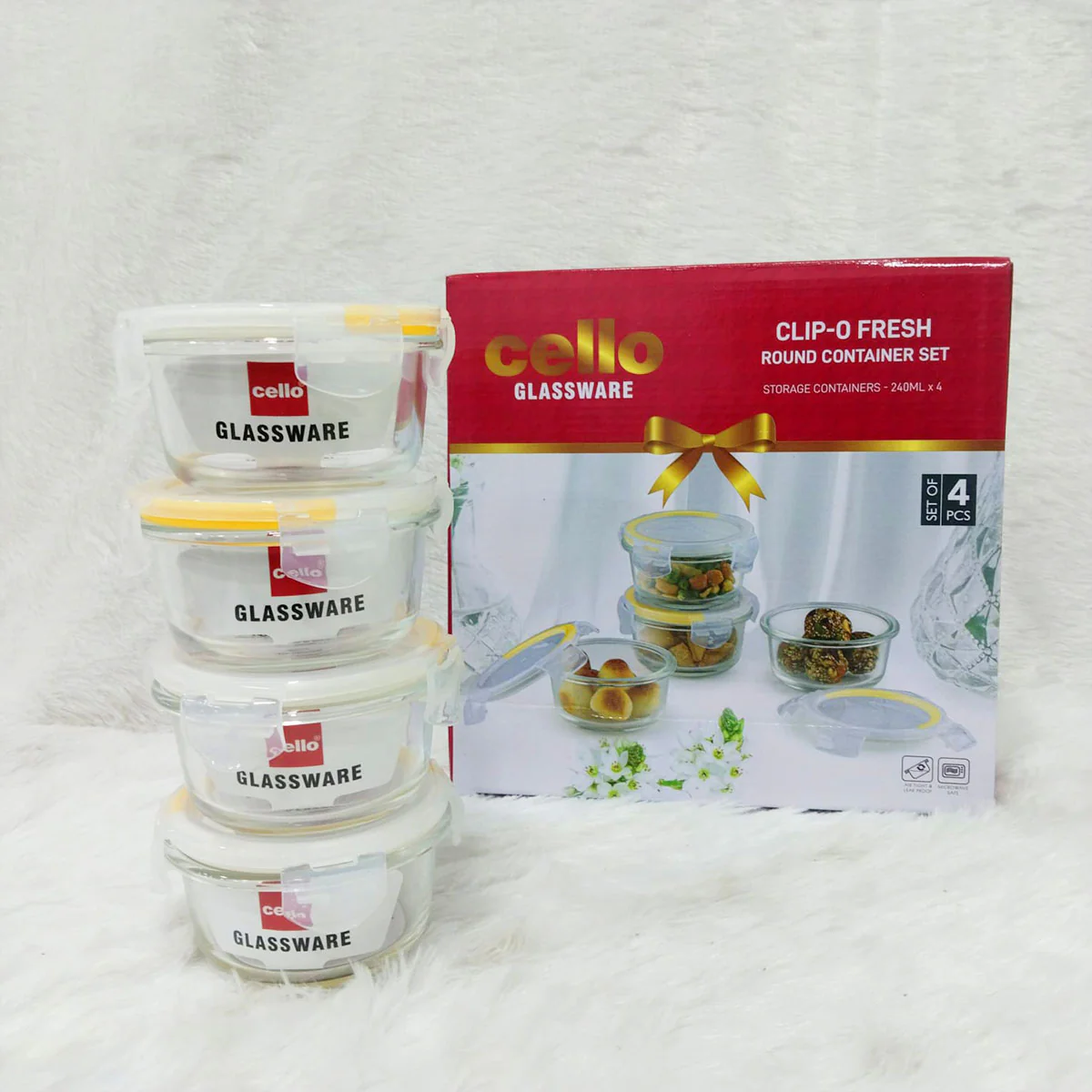 Di0366 Cello Clip-O Fresh Round Container Set of 4pc - Each 240ml - Image 4