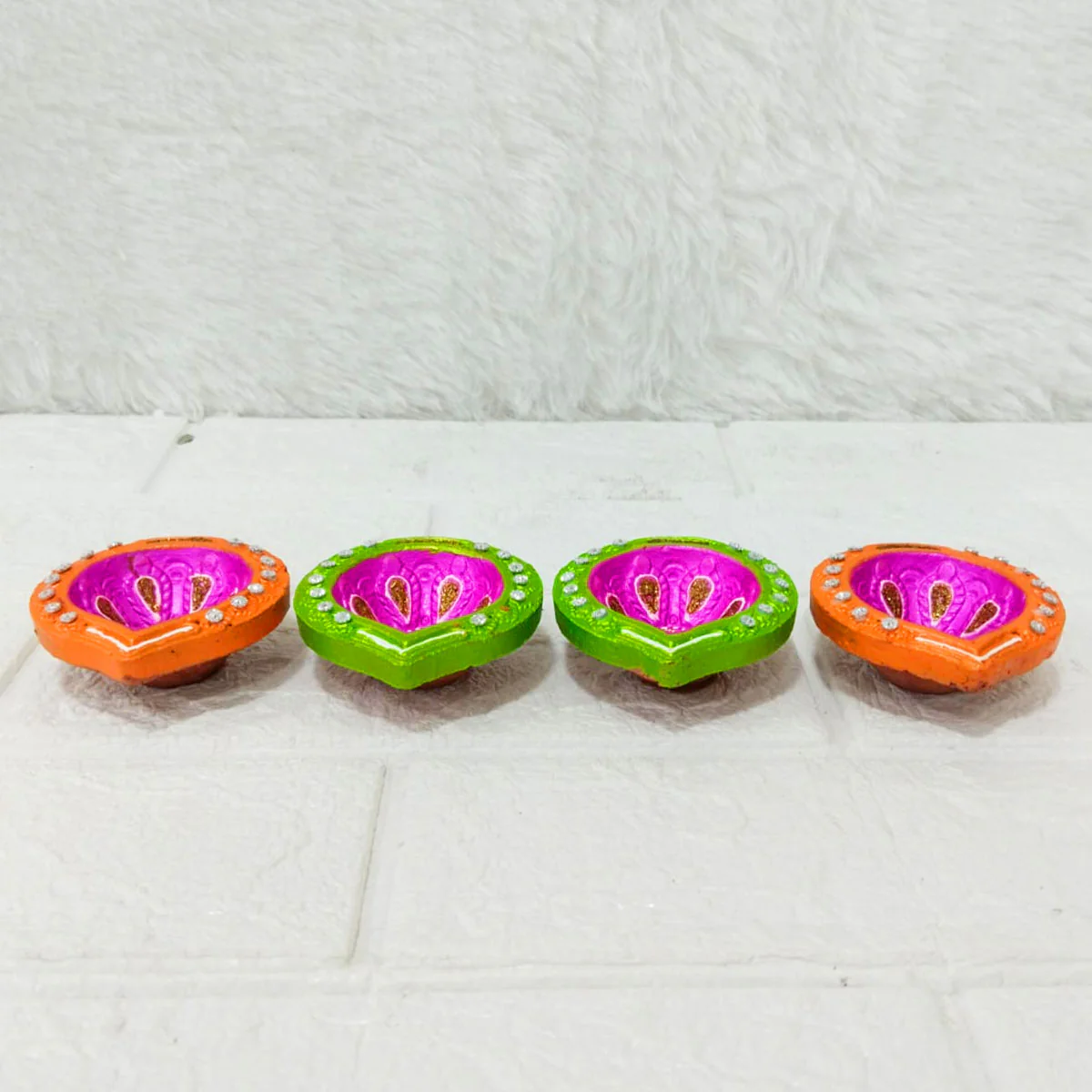 Di0382 Handmade Decorative Diwali Diyas Set of 4 – Multi-Design - Image 5