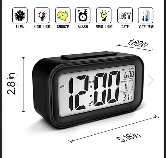 3159 Digital LCD Alarm Smart Clock with Calendar and Temperature Sensors - Image 12