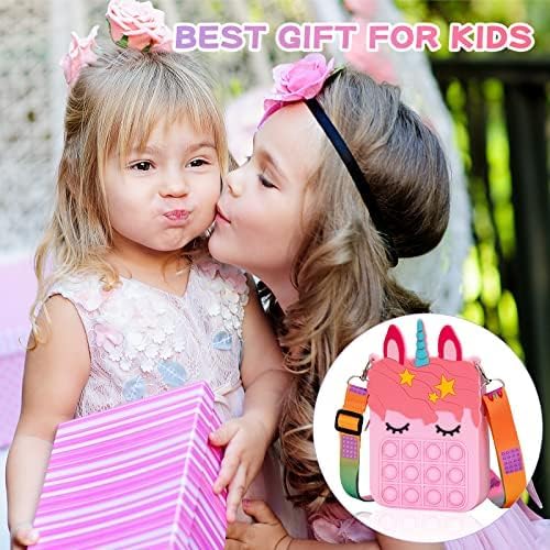 AM0879 Fidget Toys Push Pop Purse Shoulder Bag Lovely Silicone Unicorn Crossbody Bag For Kids - Image 5