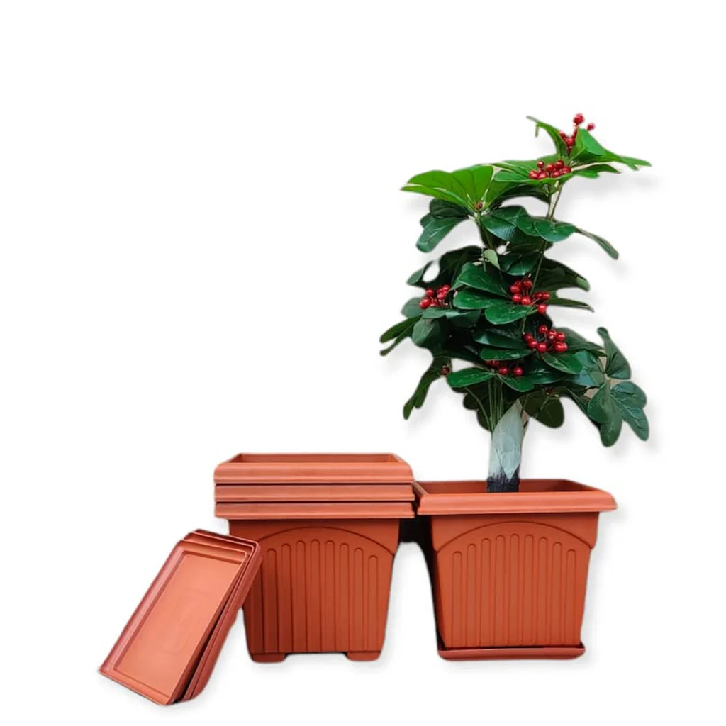 AM0935 Flower Pot Square Plastic Plant 12 Inch Saucer Tray Plant Pot - Image 4