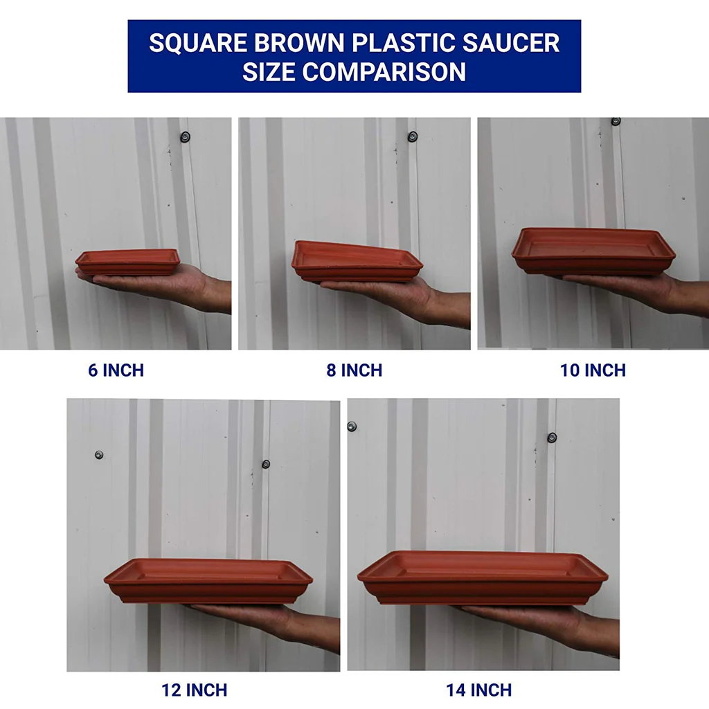 AM0935 Flower Pot Square Plastic Plant 12 Inch Saucer Tray Plant Pot - Image 9