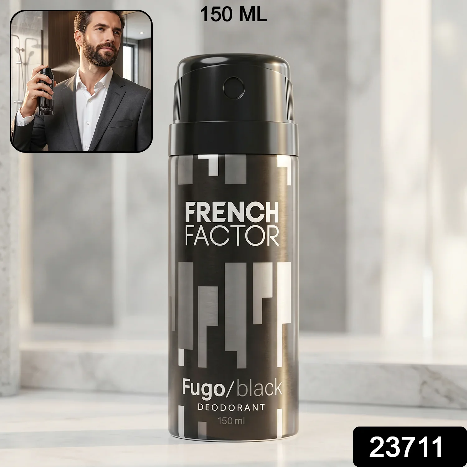 23711 French Factor Fugo Black Deodorant Body Spray (1 Pc, 150 ML) - Image 2