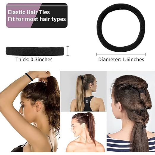 AM1002 Elastic Hair Rubber Bands for Girls, Kids & Women (Black - Pack of 30) - Image 3