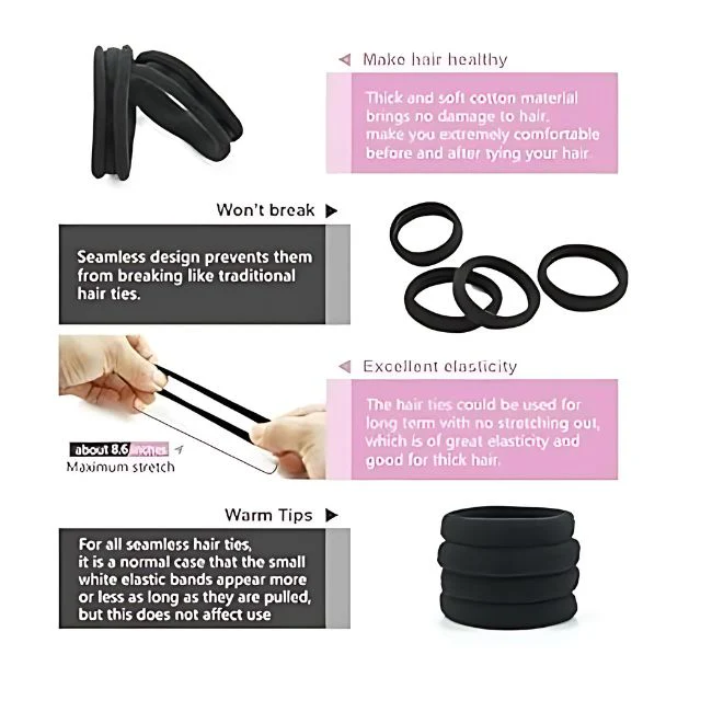 AM1002 Elastic Hair Rubber Bands for Girls, Kids & Women (Black - Pack of 30) - Image 4