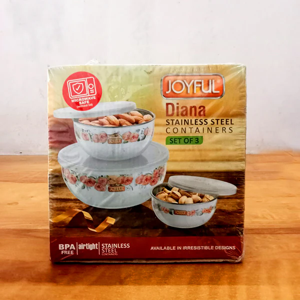AM3895 Joyful Diana Stainless Steel Containers (Set Of 3) - Image 2