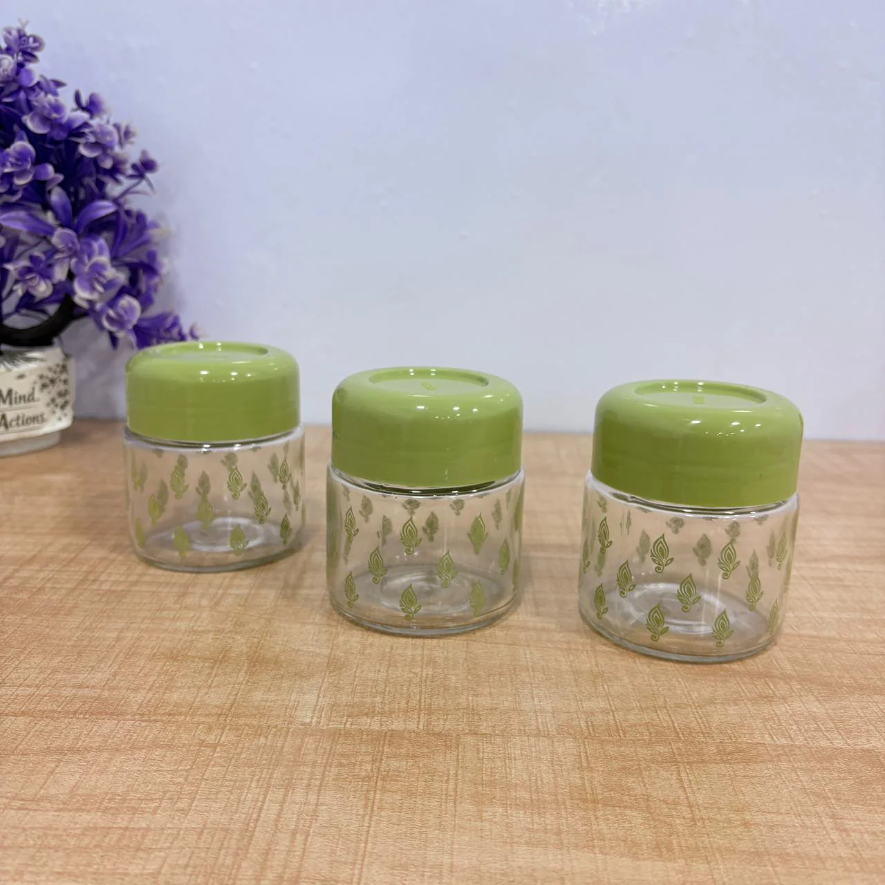 3568 YERA Pop Fruit Printed Glass Jar with Lid Set, 280ml, Pack of 3 - Image 2