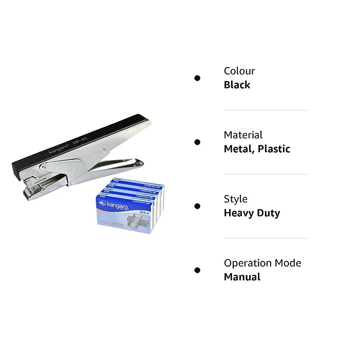 3973 Kangaro HP-45 All Metal Stapler | Standard Stapler with Quick Loading Mechanism | Sturdy & Durable for Long Time Use - Image 5