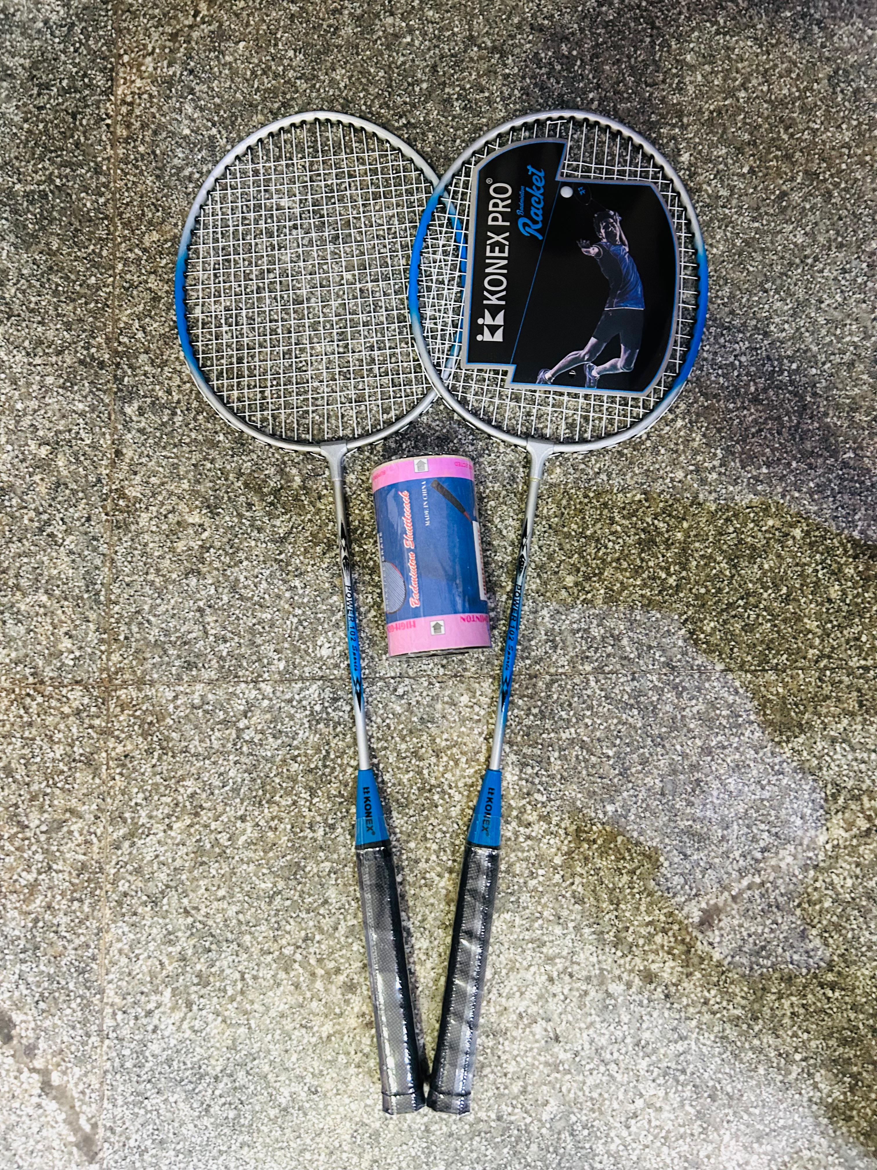 AM0353 Konex Pro Steel Badminton Racket, Set of 2 Piece & 1 Piece Shuttlecock for Kids, Girls, Boys(Badminton Rackets with Shuttle)) - Image 5