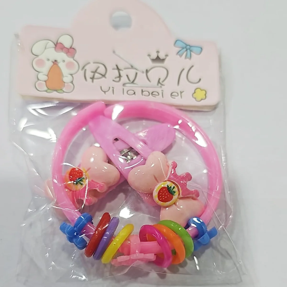 AM1037 Lovely Kids Hair Accessories Sets, Iron Plastic Snap Hair Clips and Bangles, with Girl Resin, Mixed Color - Image 4
