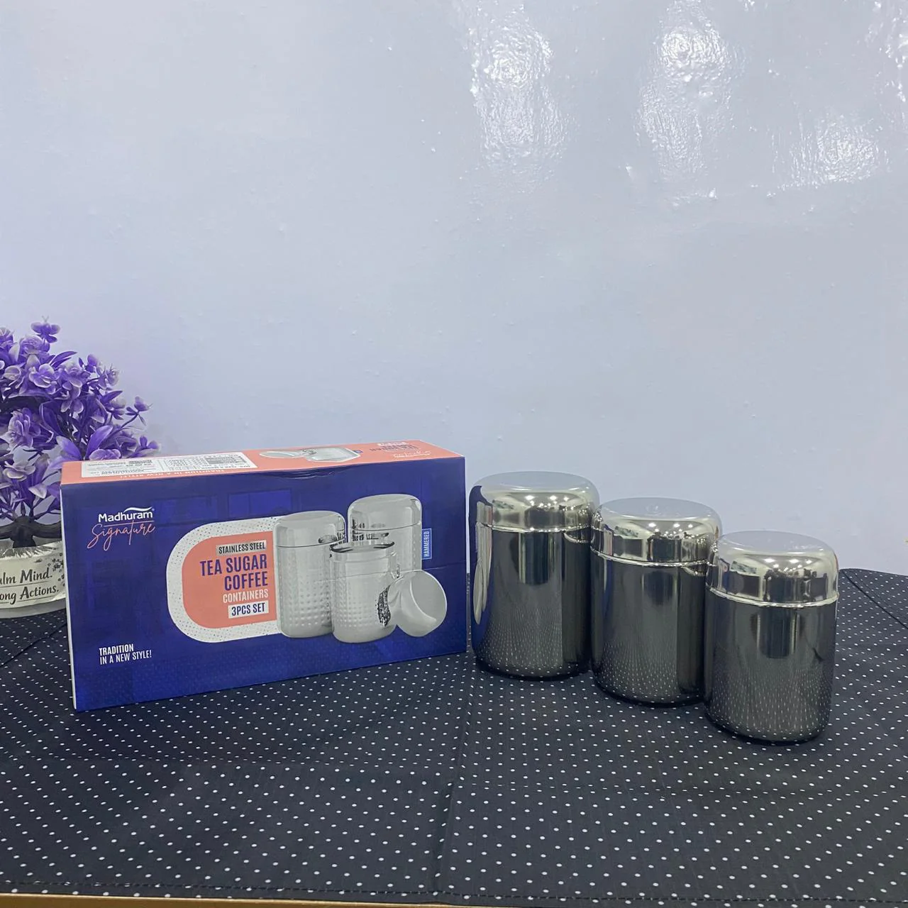 AM6009 Madhuram Stainless Steel Tea Sugar & Coffee Container (Pack of 3) - Image 2