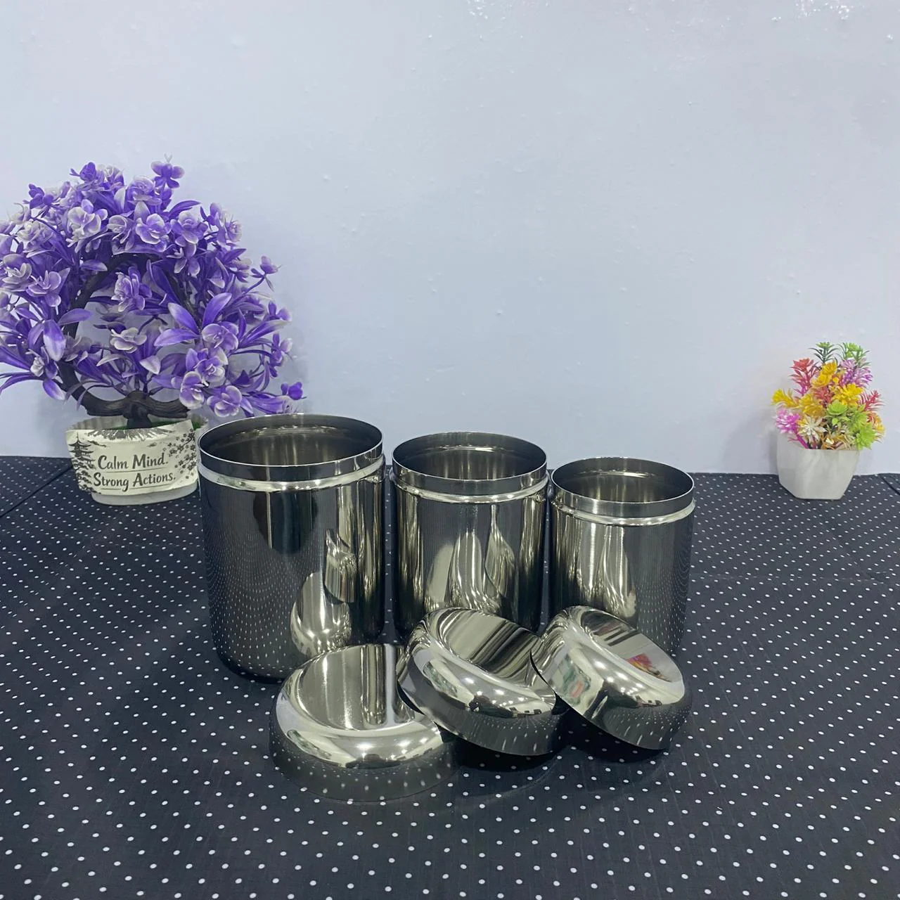 AM6009 Madhuram Stainless Steel Tea Sugar & Coffee Container (Pack of 3) - Image 6