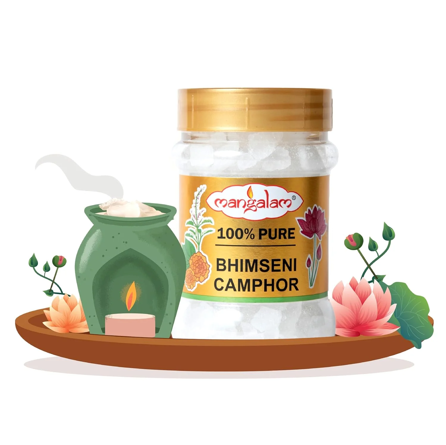 3853 MANGALAM Bhimseni Camphor chunk 100g Jar - Pack Of 1 - Image 6