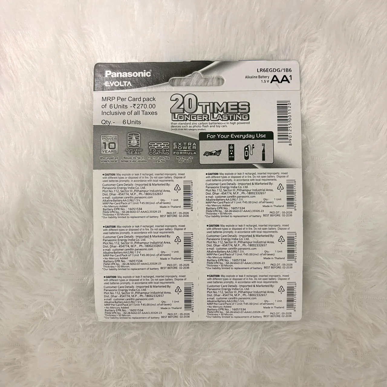 A06571 Panasonic Evolta AA Alkaline Batteries (1.5V, Pack of 1) - Image 2