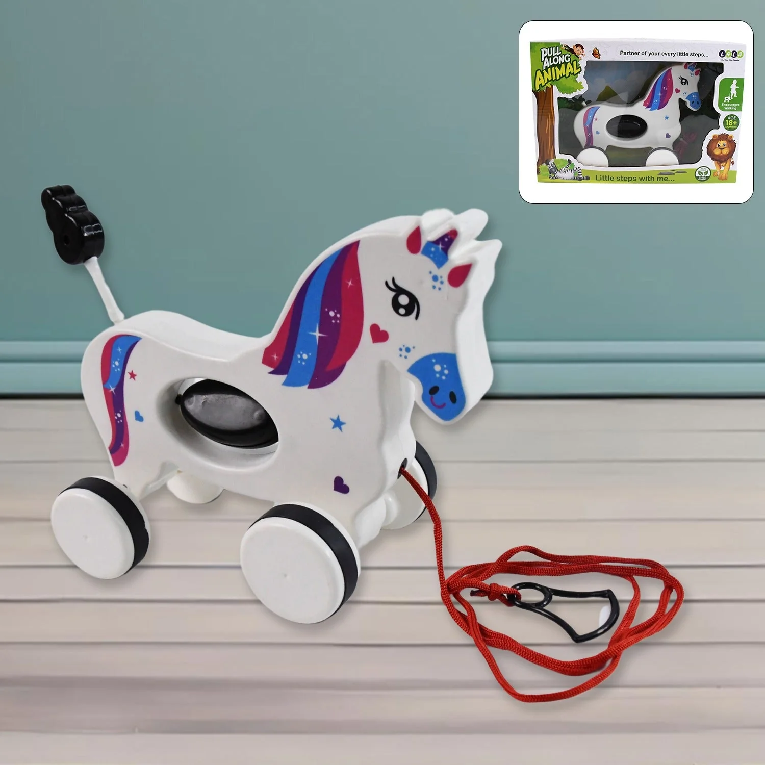 19014 Pull Along Toy Unicorn | Pull String Toys for Babies