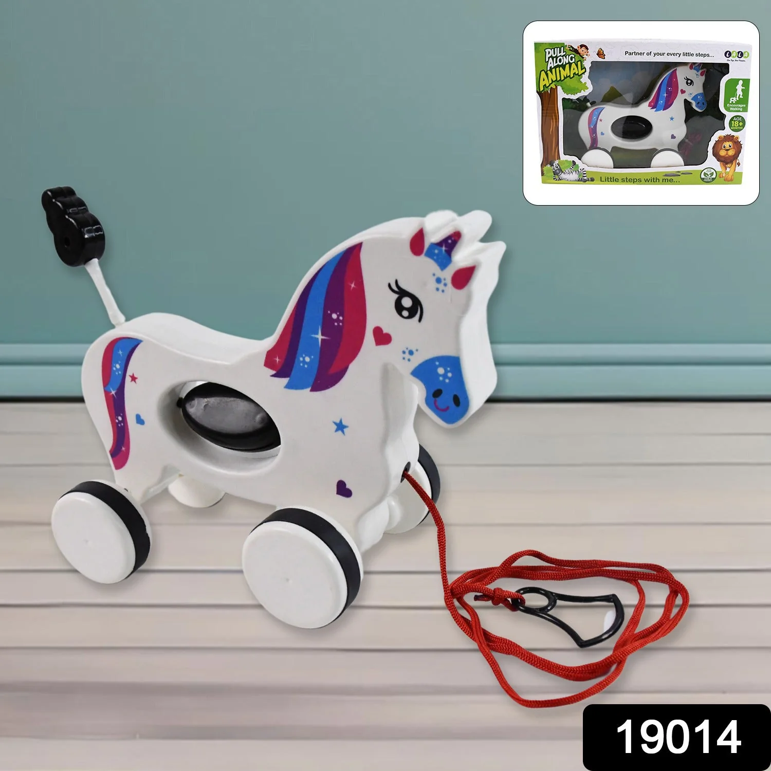 19014 Pull Along Toy Unicorn | Pull String Toys for Babies - Image 2