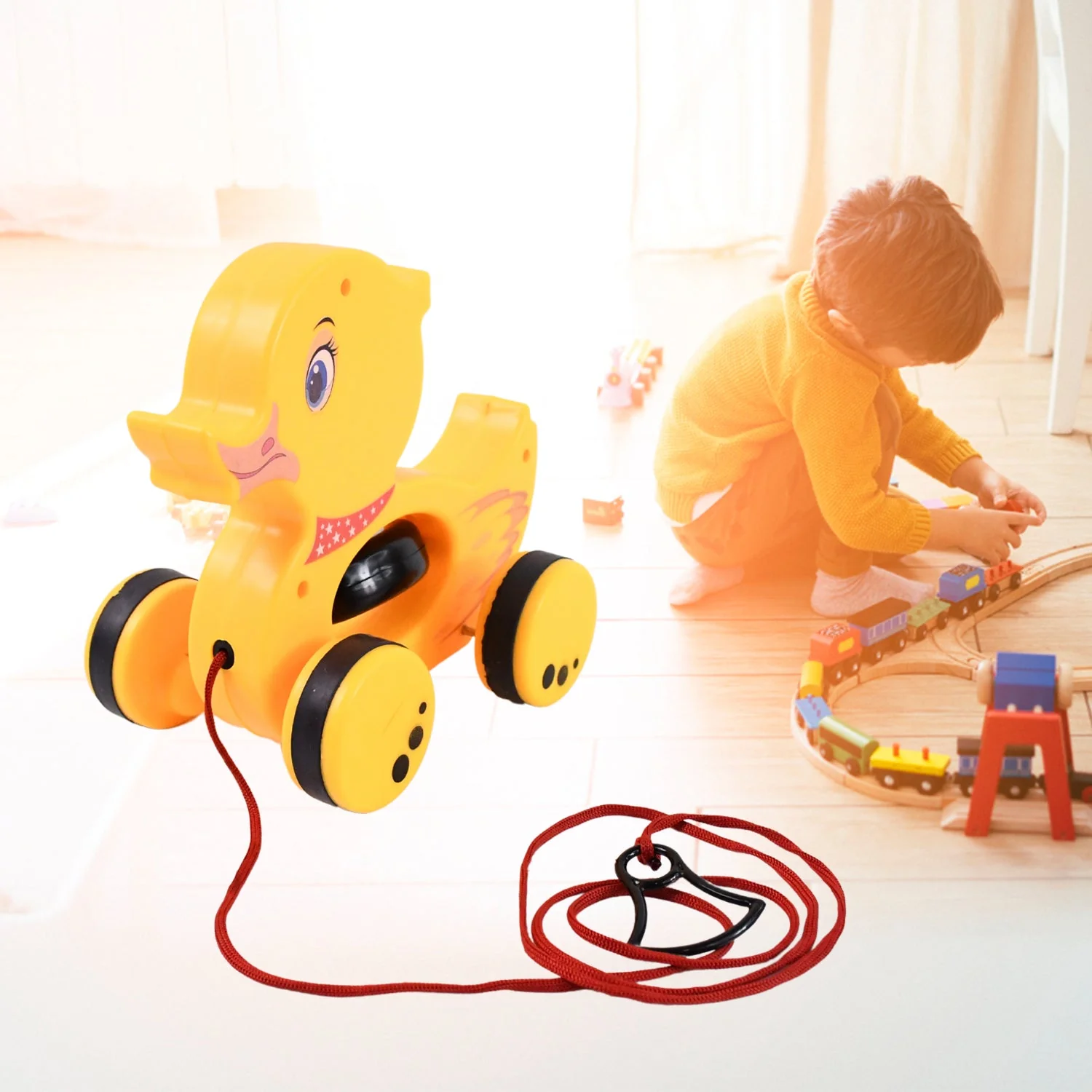 19012 Pull Along Toy with Attractive Design, Developmental Toy for 1-Year-Old Girl Boy (Duck) - Image 6