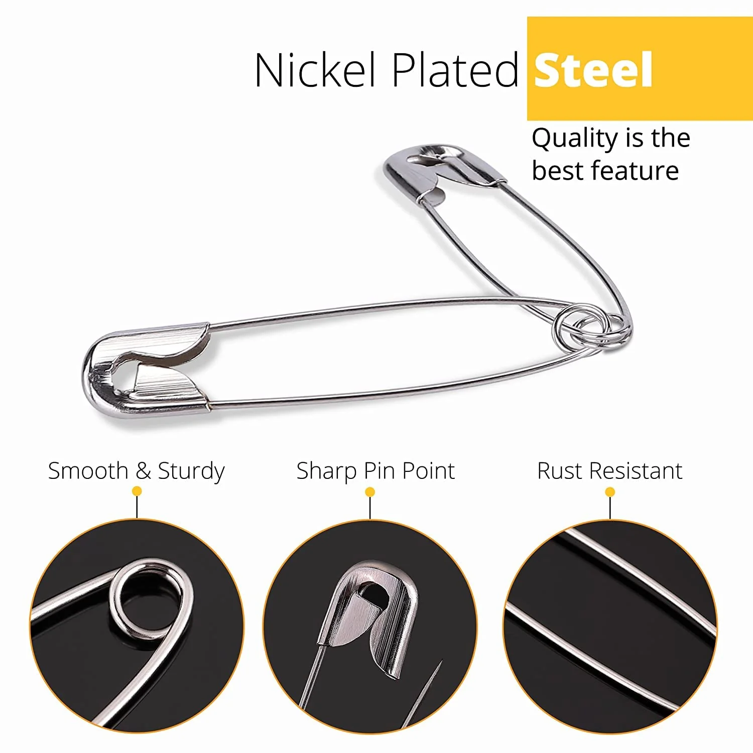 AM1036 Safety Pins Bulk for Clothes, Sewing (Silver) - Image 7