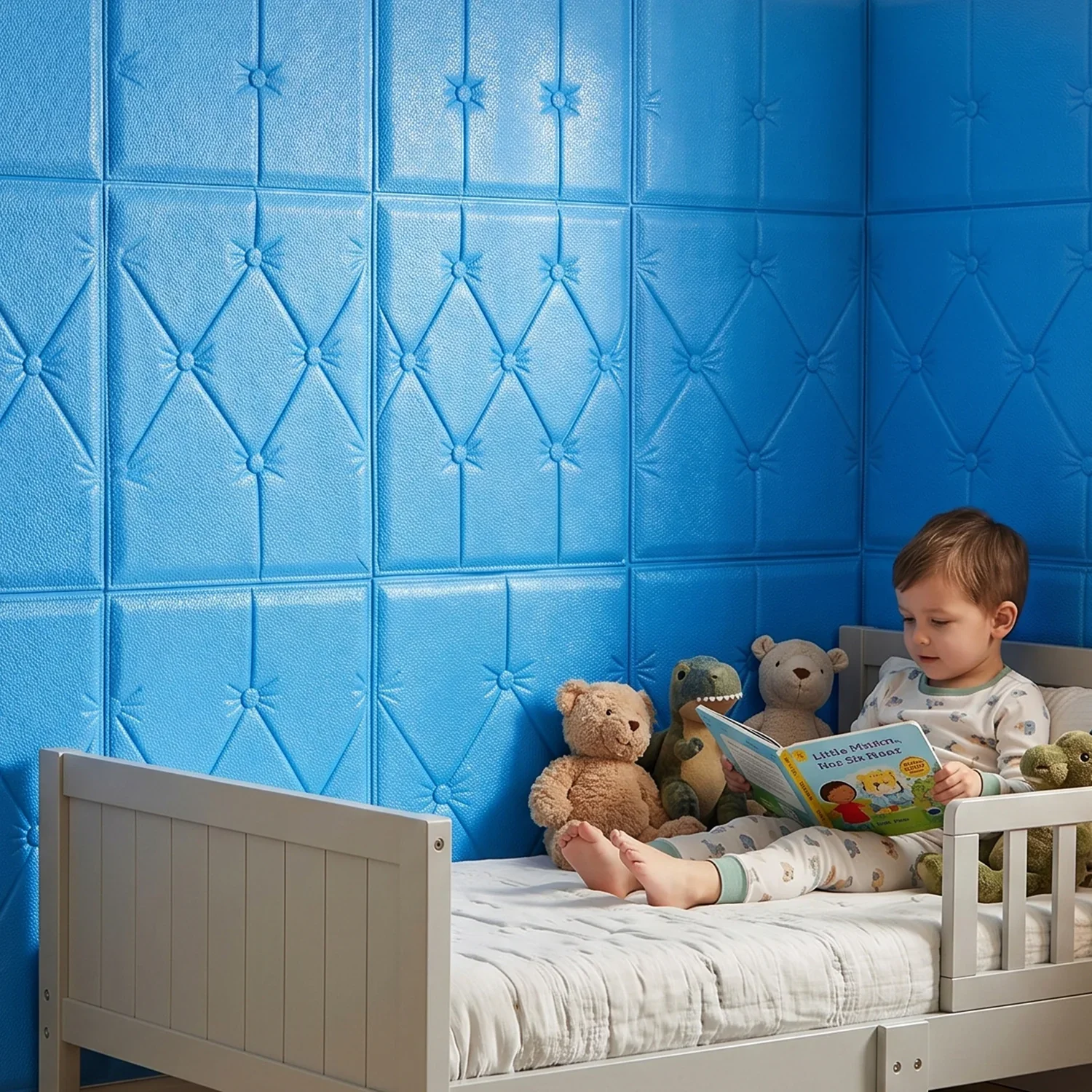 16005 Self Adhesive 3D Foam Wall Panel Cushion Wallpaper (1 Pc, Blue, 69x35 Cm) - Image 4