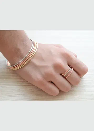 AM1248 Skinny Metal Bangle And Adjustable Finger Ring - Image 2