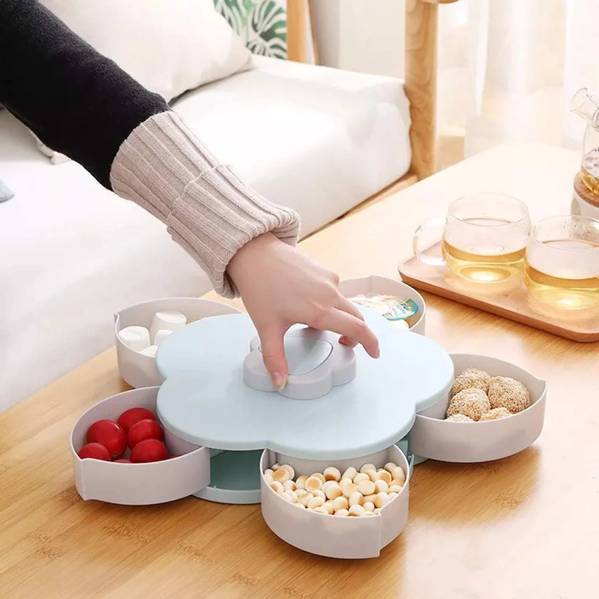 0634 Plastic Smart Candy Box Serving Rotating Tray Spice Storage - Image 2