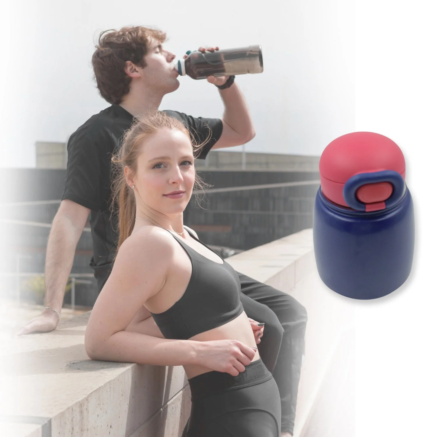 6184 Multifunctional Double-Wall Outside Plastic & Inner Side Steel Water Bottle Cup With Dori Easy to Carry, lock System & Straw, Spill Proof with Leakproof Drinking Cup for Office Mug, Home, Travel, School (700ml) - Image 6