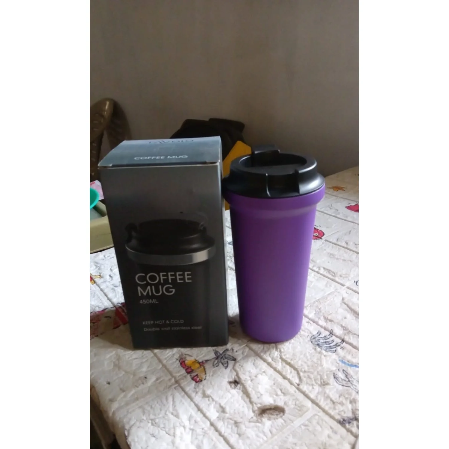 12510 Inside Stainless Steel & Outside Plastic Vacuum Insulated  Insulated Coffee Cups Double Walled Travel Mug, Car Coffee Mug with Leak Proof Lid Reusable Thermal Cup for Hot Cold Drinks Coffee, Tea (1 Pc 450ML) - Image 6