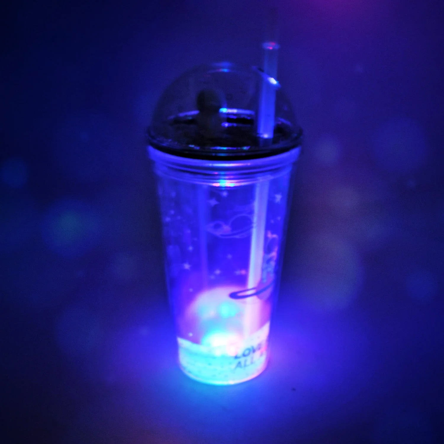 6883B  LED Glow Light, Design Printed Insulated Double Wall Plastic Tumbler Cups With Straws 13oz Theming Astronaut in Space Travel Tumbler Freezer Mug Drinking Cups for Boys and Girls School/Tuition/Gym/ Picnic (Pack Of 1) - Image 3