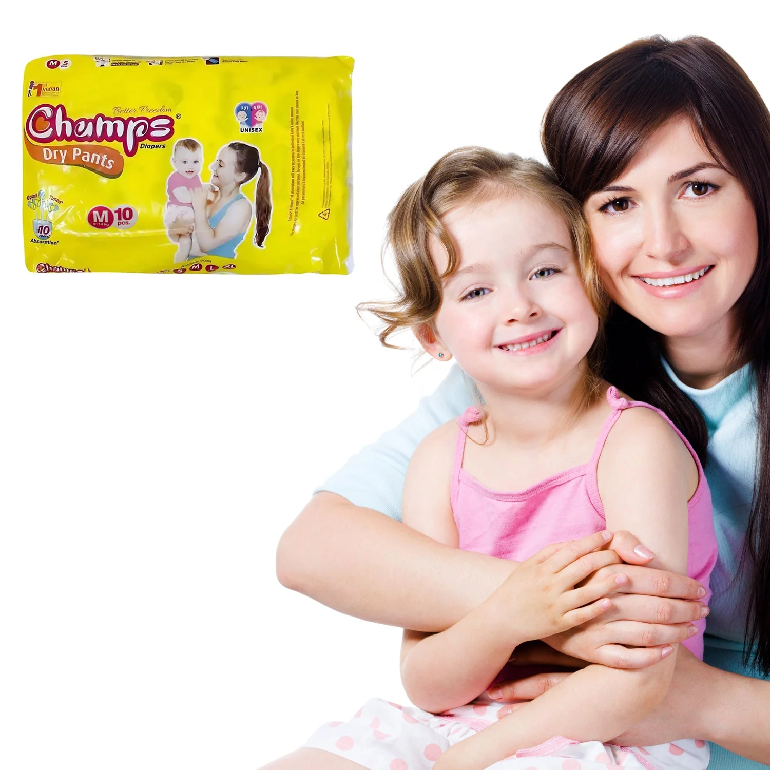0966 Medium Champs Dry Pants Style Diaper- Medium (10 pcs) Best for Travel  Absorption, Champs Baby Diapers, Champs Soft and Dry Baby Diaper Pants (M, 10 Pcs ) - Image 3