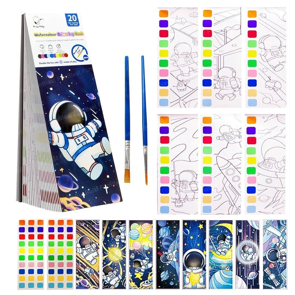 AM3191 wattar colour book Space Theme 2 in 1 Magic Water Drawing Book