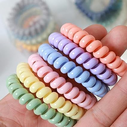 AM1127 Telephone Wire Spiral Elastic Band Bracelet Multicolor 2PCS - Image 6