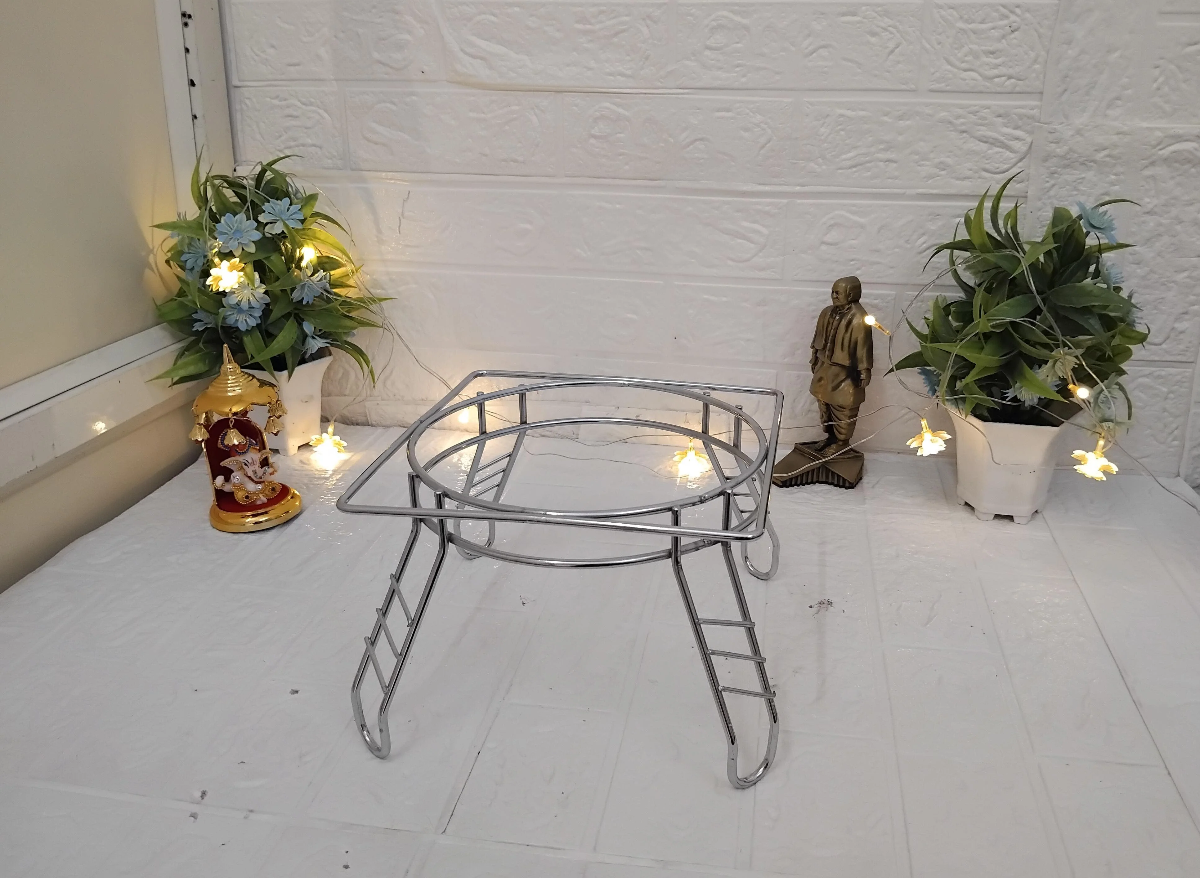 AM3363 Square Stainless Steel Matka Stand/Pot Stand With 4 Leg Support - Image 2