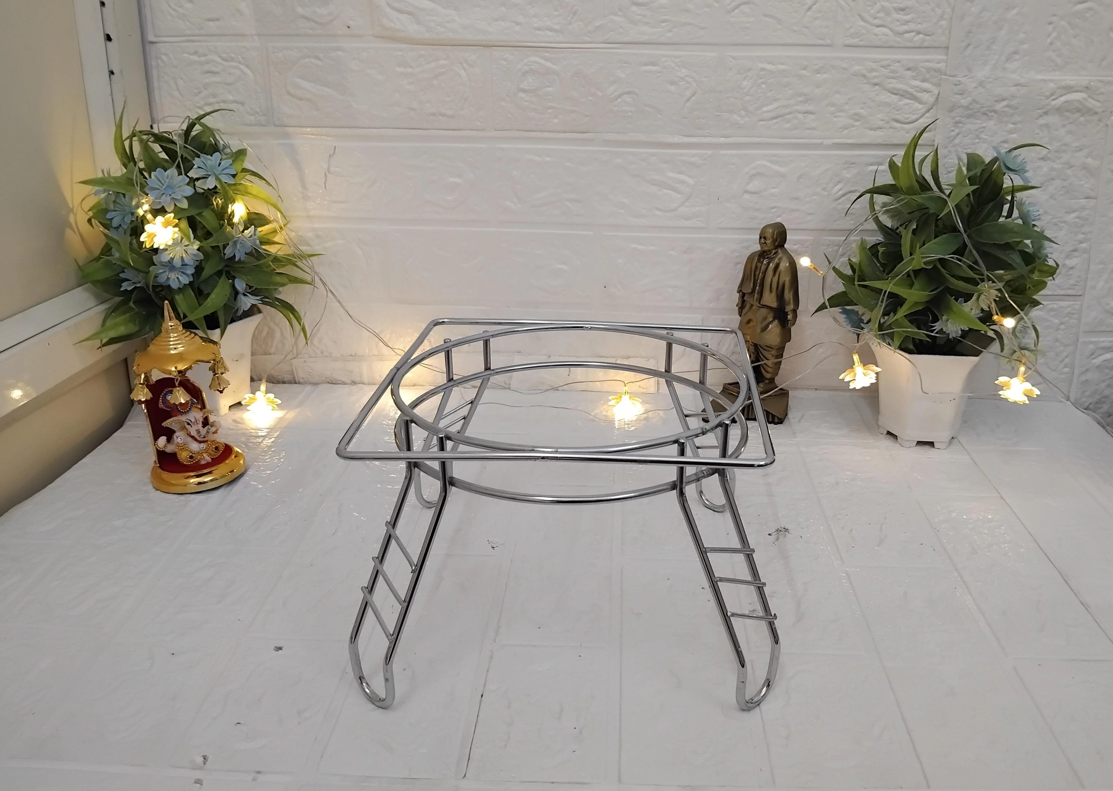 AM3363 Square Stainless Steel Matka Stand/Pot Stand With 4 Leg Support - Image 3