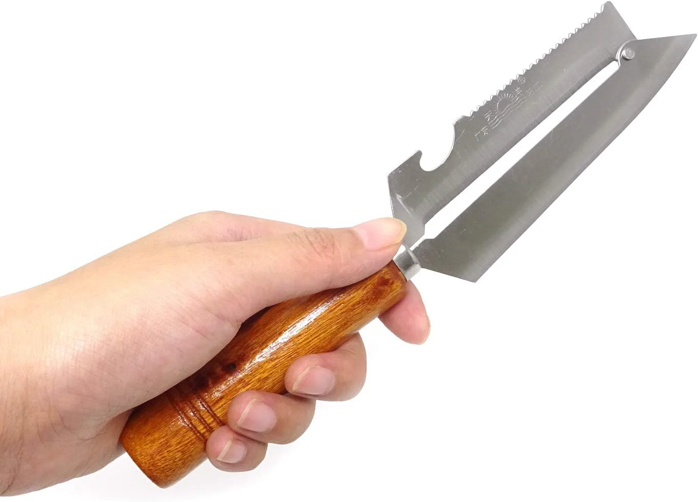 AM3714 Multifunctional SS Wooden Handle Knife Fruits Peeler With Opener 1 Pcs - Image 7