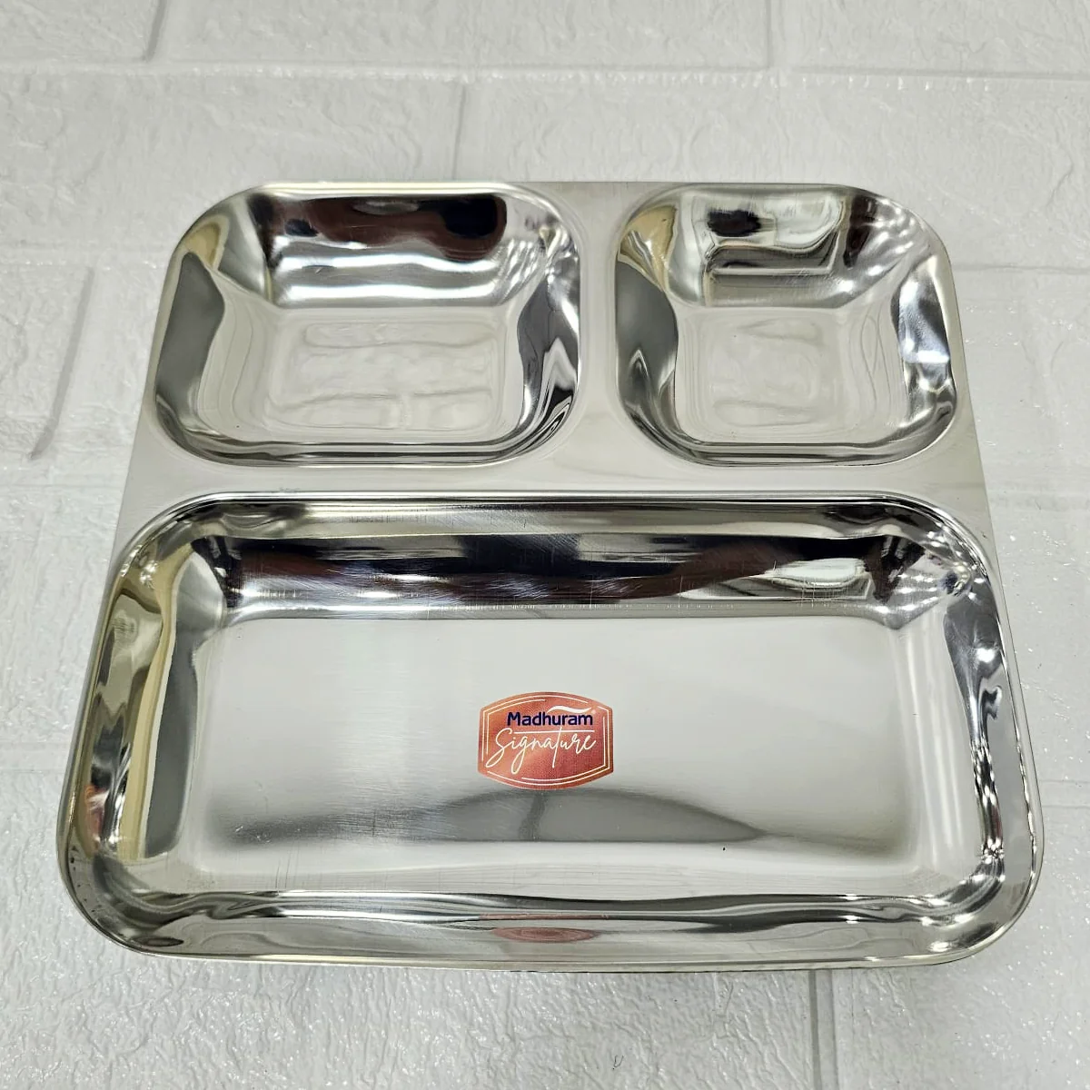 AM6013 Madhuram Stainless Steel 3 Compartment Mess Plate - Image 3