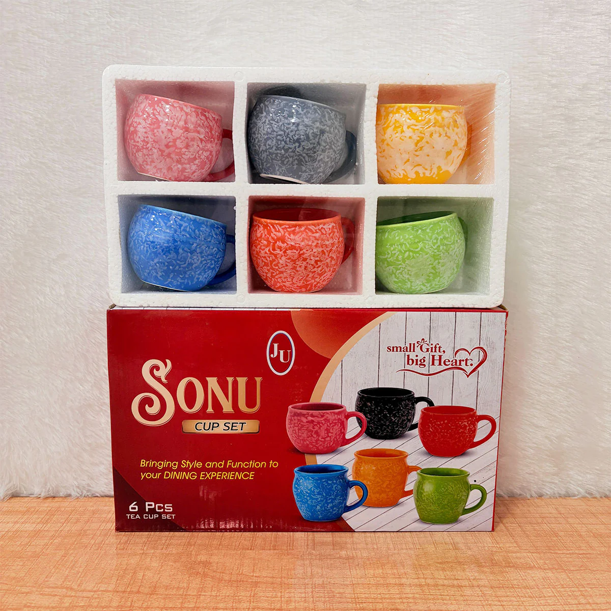 TM0072 Sonu Ceramic Tea Cup Set - (6 Pcs) with Floral Pattern in Multiple Colors - Image 4