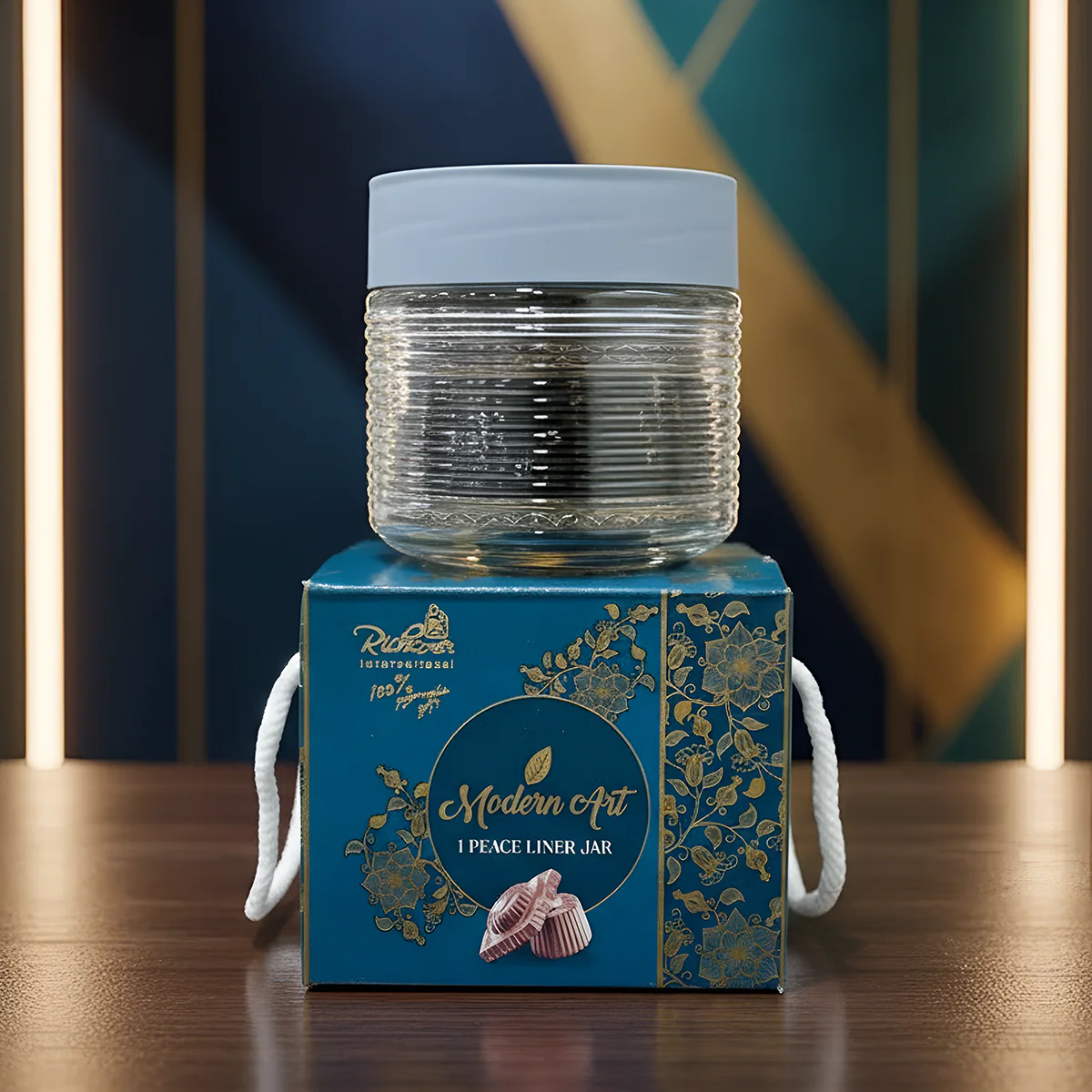 TM0074 Mix Design Spectra Exclusive Ribbed Glass Storage Jar with Airtight Lid - 1pc