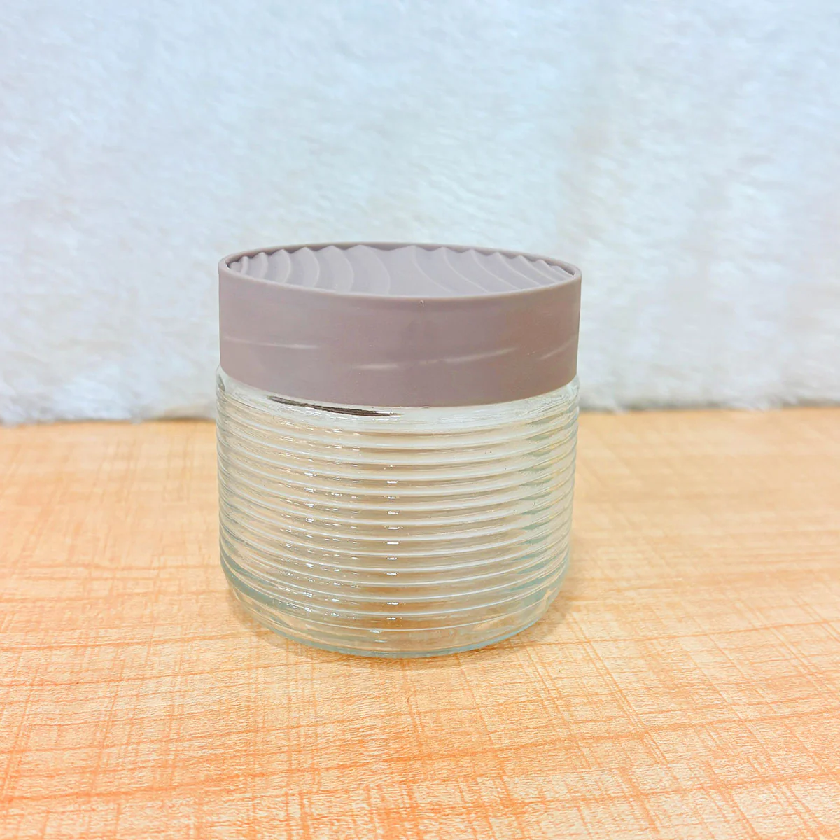 TM0074 Mix Design Spectra Exclusive Ribbed Glass Storage Jar with Airtight Lid - 1pc - Image 5